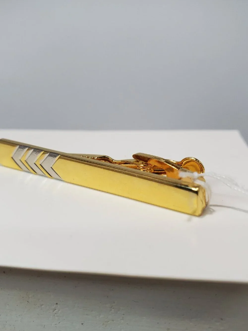Vintage Gold & Silver-Tone Geometric 3-Piece Cufflink and Tie Clip Set
